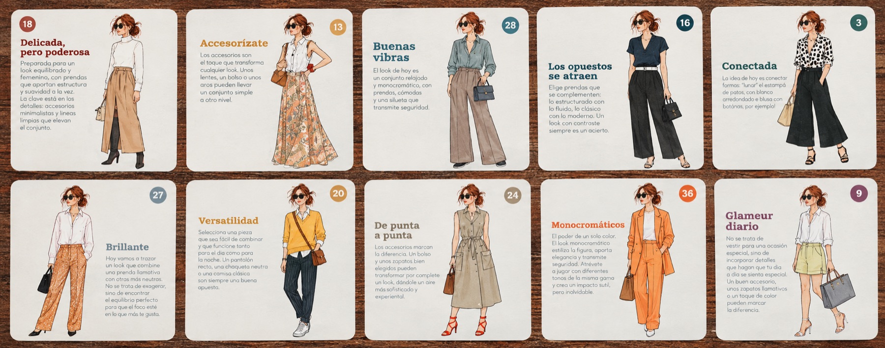 Las fichas de estilo ilustradas del workbook